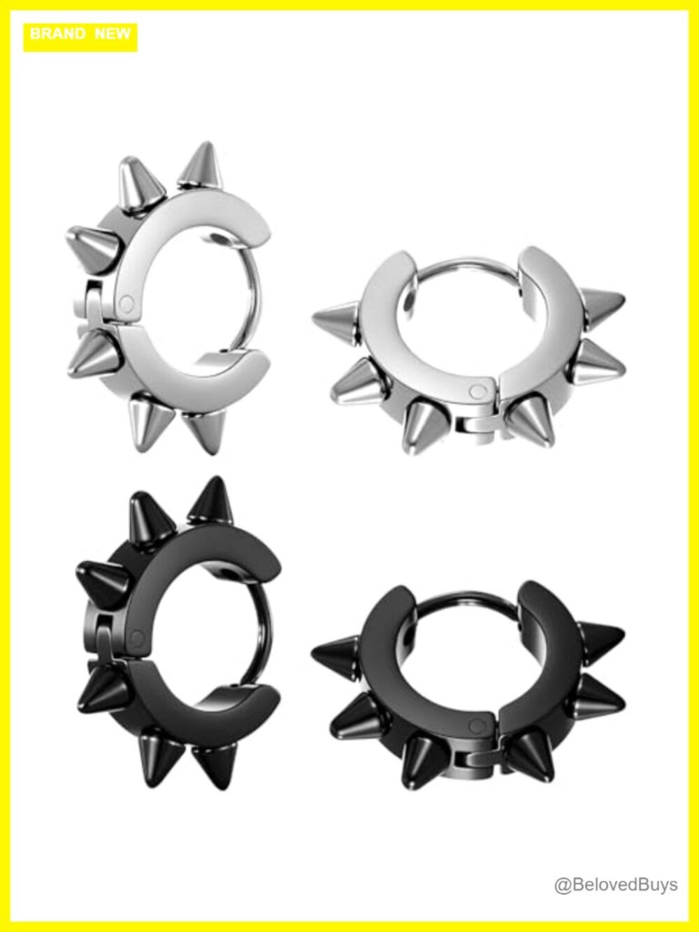 Stainless Steel Spike Hoop Earrings Spiked Punk Gothic